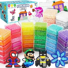 FUNZBO 31000 5mm Fuse Beads Kit - 48 Colors, Christmas Arts and Crafts for Kids, Toys Set, Art Decorations for Room, Toys Gifts for Girls and Boys Age 5+