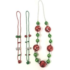 Christmas Bead Necklace Jingle Bell Beads Necklaces Christmas Tree Snowman Memorial Day Party Favors Supplies Decorations