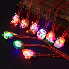 Christmas Party Favors for Kids Adults Christmas LED Light Up Neckalce Flashing Birthday Party Favors Blinking Soft Rubber Decorations Assorted Styles Best Gift 15 Pack