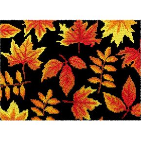 YAKOLECI Latch Hook Kits for Adults, Color Printed DIY Crafts Needlework Arts Rug Sewing Carpet for Home Decoration Festival Gift 23.6''X15.8'' (Maple Leaf), YA-003