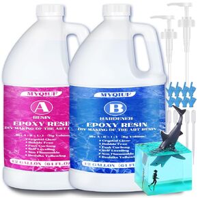 Epoxy Resin Kit, 2 Gallon Epoxy Resin Crystal Clear Not Yellowing No Bubble Self Leveling for DIY Molds Wood Jewelry Table Tops Bar Top Casting Coating Crafts Supplies Easy Mix 1:1 Ratio