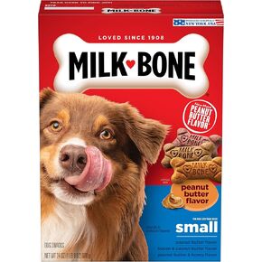 Milk-Bone Peanut Butter Flavored Dog Biscuits, Crunchy Small Dog Treats, 7 Pound Box