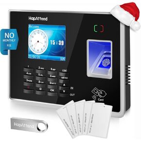 Time Clock - Fingerprint Time Clocks for Employees Small Business Automatic Calculate Hours, H2 Standalone Biometric Clock in Machine for Employees with 5 RFID Cards (0 Monthly Fees)