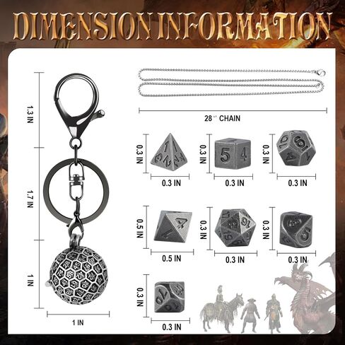 Kabinka Mini DND Dice Set, D100 Hollow Metal Dice Necklace, 7PCS Tiny D&D Dice with Keychain for Dungeons and Dragons, RPG, Portable Dice Case(Ancient Red Copper) in Saudi Arabia