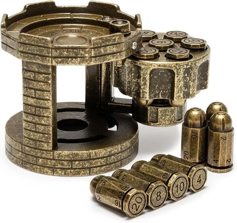 Metal Polyhedral Bullet Dice Tower with Spinning Revolver Cylinder, Cool Cyberpunk Large DND Dice Set for Dungeons and Dragons Gamer Gift and Accessories, Warhammer 40K, D&D, D20,D6, D12,Black in Saudi Arabia