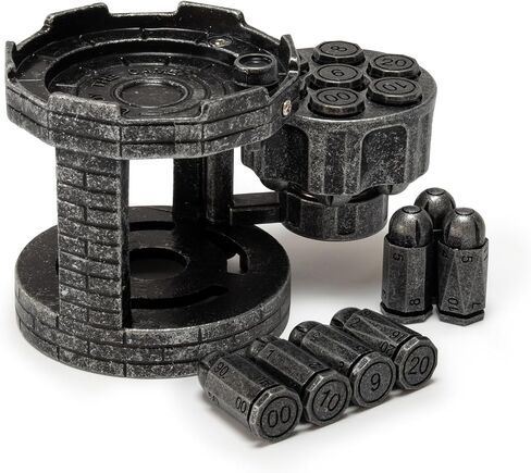 Metal Polyhedral Bullet Dice Tower with Spinning Revolver Cylinder, Cool Cyberpunk Large DND Dice Set for Dungeons and Dragons Gamer Gift and Accessories, Warhammer 40K, D&D, D20,D6, D12,Black in Saudi Arabia