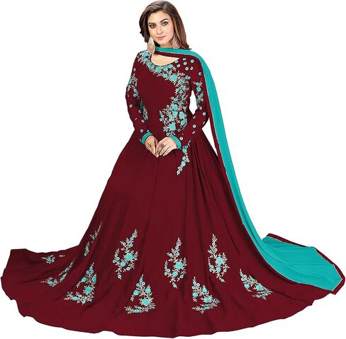 Nivah Fashion Women's Georgette Embroidery Anarkali Suit Set Stitched in Kuwait
