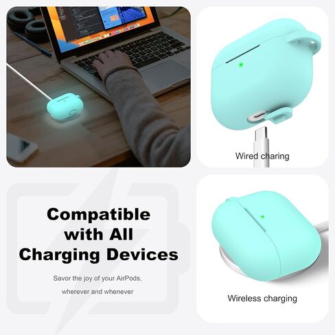 R-fun Compatible with AirPods Pro Case with Keychain,Full Protective Silicone Skin Accessories for Women Men Girl Compatible with Apple 2019 Latest AirPods Pro Case,Front LED Visible,Black in Saudi Arabia