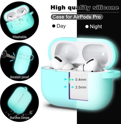 R-fun Compatible with AirPods Pro Case with Keychain,Full Protective Silicone Skin Accessories for Women Men Girl Compatible with Apple 2019 Latest AirPods Pro Case,Front LED Visible,Black in Saudi Arabia