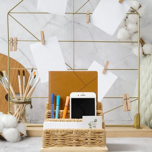 Qunclay Woven Desk Mail Organizer Upright File Holders Vertical Mail Sorter Small Desk File Organizer Letter Paper Organizer Storage Office Desk Accessories Folder File Sorters(Delicate Style) in Saudi Arabia