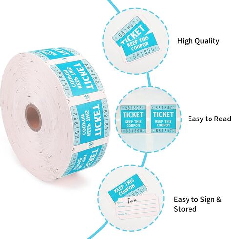 L LIKED Multicolor Raffle Tickets-4000 Tickets (2 Double Rolls of 2000 Tickets Roll), Consecutively Numbered 50/50 Raffle Tickets Rolls for Carnival Party, Concert, Carnivals & Other Even-Red,White in Kuwait