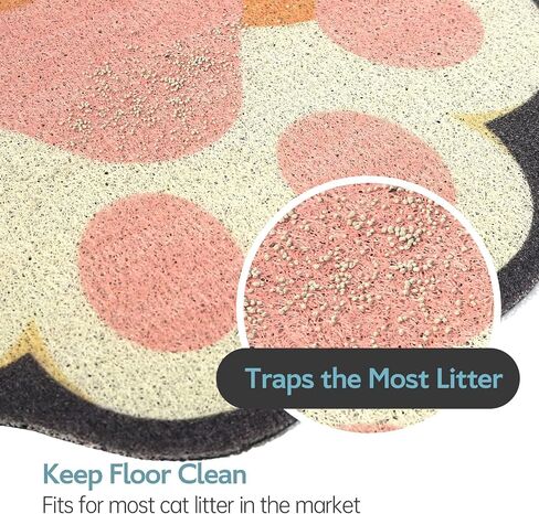Cute Cat Litter Trapping Mat 31"x19", Traps Mess from Litter Box and Pet Food Bowl, Soft on Kitty Paws, Easy Clean, Anti Slip, Pet Accessories, Door Floor mats - Blackcat in Saudi Arabia