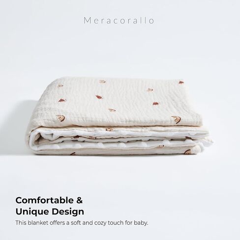 Meracorallo Baby Blankets for Unisex Boys and Girls, Super Soft Nursery Bed Blankets, Printed Throw Blanket with Muslin Cotton Front and Minky Dotted Fleece Backing, 30" x 40", Neutral Stripe in Saudi Arabia