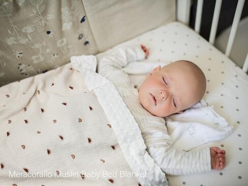 Meracorallo Baby Blankets for Unisex Boys and Girls, Super Soft Nursery Bed Blankets, Printed Throw Blanket with Muslin Cotton Front and Minky Dotted Fleece Backing, 30" x 40", Neutral Stripe in Saudi Arabia