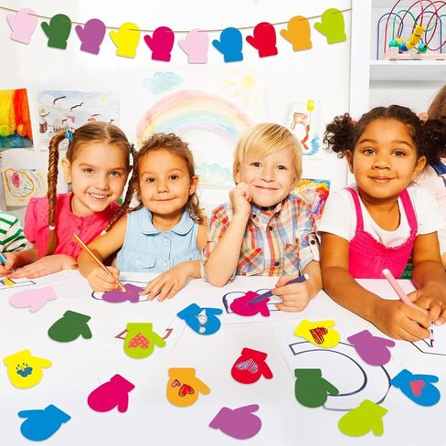 Geyee 108 Pcs Mitten Paper Cutouts Classroom Bulletin Board Decorations Winter Mitten Cutouts Accents Assorted Color Mitten Cutouts Paper Die Cuts DIY Crafts for Kids Classroom Party Supplies in Saudi Arabia