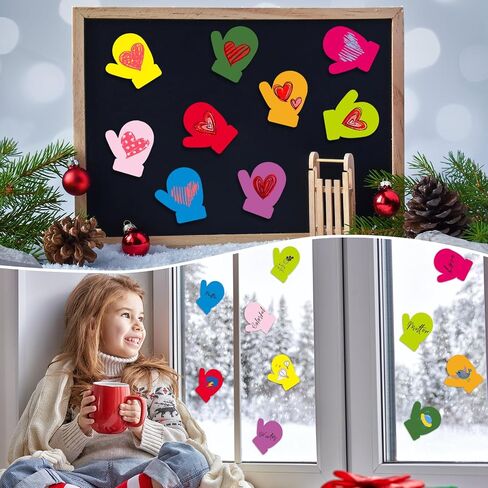 Geyee 108 Pcs Mitten Paper Cutouts Classroom Bulletin Board Decorations Winter Mitten Cutouts Accents Assorted Color Mitten Cutouts Paper Die Cuts DIY Crafts for Kids Classroom Party Supplies in Saudi Arabia
