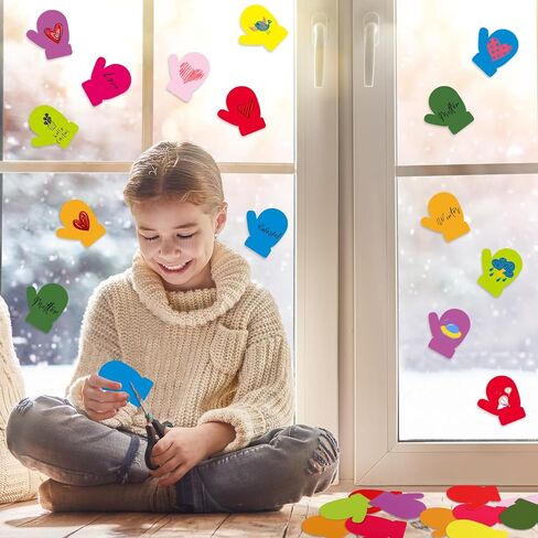 Geyee 108 Pcs Mitten Paper Cutouts Classroom Bulletin Board Decorations Winter Mitten Cutouts Accents Assorted Color Mitten Cutouts Paper Die Cuts DIY Crafts for Kids Classroom Party Supplies in Saudi Arabia