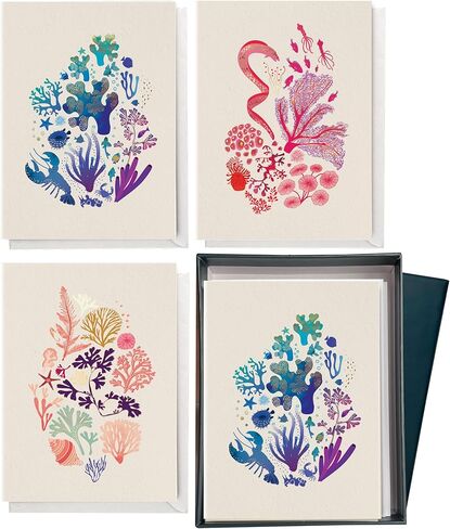 بطاقة ملاحظة فارغة من Elena Essex مكونة من 12 حزمة/بطاقات ومغلفات / بطاقات تهنئة مقاس 3.75 × 5.2 بوصة لجميع المناسبات/بطاقات ملاحظات فارغة بتصميم عيد الميلاد / بطاقات فارغة منقوشة برقائق الذهب مقاس 300 جرامًا للمتر المربع in Kuwait