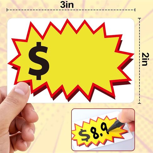 300 Pcs Garage Sale Stickers, Removable Adhesive, Yellow, 2x3 Inch, Price Stickers in Saudi Arabia