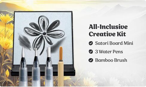 لوحة Mini Zen Satori - مجموعة فنية للرسم المائي للتأمل واليقظة والاسترخاء - تتضمن لوحة بحجم السفر، 3 فرش مياه - مثالية للخط والرسم - رائعة للفنانين in Kuwait