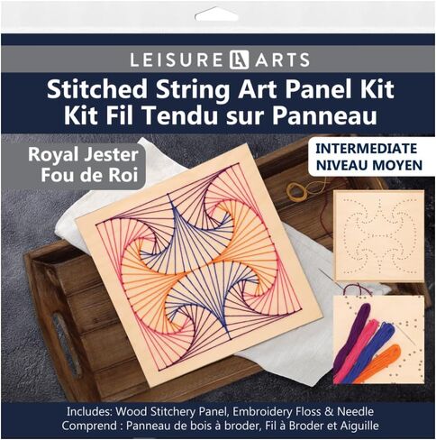 Wood Stitched String Art Kit with Royal Jester, Wooden Stitchery Kits for Craft Embroidery, Perfect for Intermediate Skill Level, Completed Size is 9.75" x 9.75" in Saudi Arabia