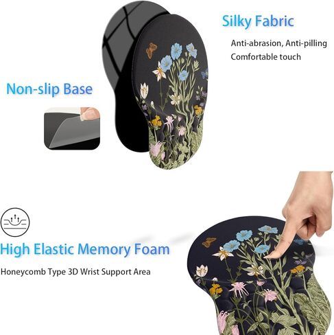 لوحة ماوس مريحة من Ospelelf مع مسند للمعصم، لوحة ماوس صغيرة للكمبيوتر، وسادة ماوس مريحة للألعاب مع دعم، إسفنج الذاكرة، قاعدة PU غير قابلة للانزلاق لمستلزمات المدرسة والمكتب، أسود ذهبي in Kuwait