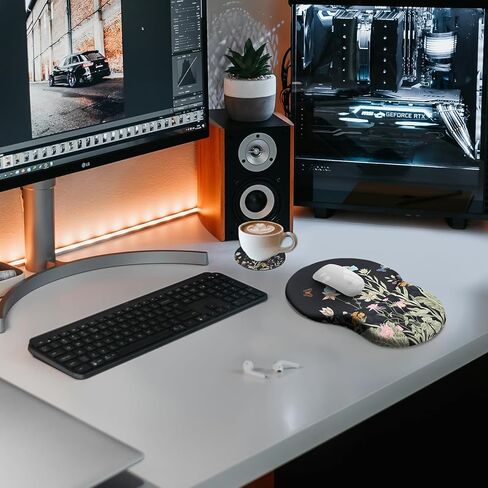 لوحة ماوس مريحة من Ospelelf مع مسند للمعصم، لوحة ماوس صغيرة للكمبيوتر، وسادة ماوس مريحة للألعاب مع دعم، إسفنج الذاكرة، قاعدة PU غير قابلة للانزلاق لمستلزمات المدرسة والمكتب، أسود ذهبي in Kuwait