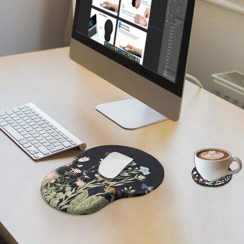 لوحة ماوس مريحة من Ospelelf مع مسند للمعصم، لوحة ماوس صغيرة للكمبيوتر، وسادة ماوس مريحة للألعاب مع دعم، إسفنج الذاكرة، قاعدة PU غير قابلة للانزلاق لمستلزمات المدرسة والمكتب، أسود ذهبي in Kuwait