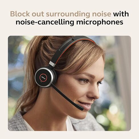 Jabra Evolve 65 SE Mono Wireless Headset - Bluetooth Headset with Noise-Cancelling Microphone, Long-Lasting Battery, and Dual Connectivity - MS Teams Certified, Works with All Other Platforms - Black in Kuwait