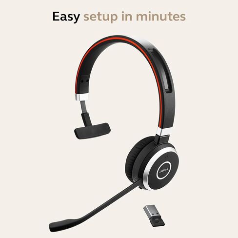 Jabra Evolve 65 SE Mono Wireless Headset - Bluetooth Headset with Noise-Cancelling Microphone, Long-Lasting Battery, and Dual Connectivity - MS Teams Certified, Works with All Other Platforms - Black in Kuwait