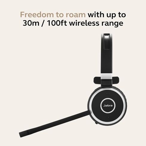 Jabra Evolve 65 SE Mono Wireless Headset - Bluetooth Headset with Noise-Cancelling Microphone, Long-Lasting Battery, and Dual Connectivity - MS Teams Certified, Works with All Other Platforms - Black in Kuwait