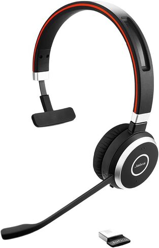 Jabra Evolve 65 SE Mono Wireless Headset - Bluetooth Headset with Noise-Cancelling Microphone, Long-Lasting Battery, and Dual Connectivity - MS Teams Certified, Works with All Other Platforms - Black in Kuwait
