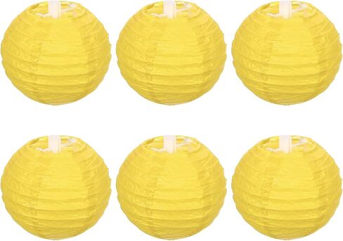 PATIKIL 4 Inch Paper Lanterns, 6 Pack Round Folding Hanging Lamp Shade for Wedding Home Party Festival Celebration, Yellow in Kuwait