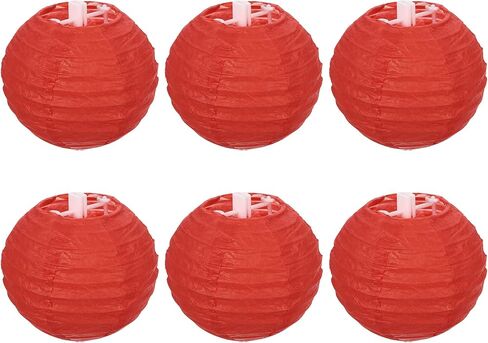 PATIKIL 4 Inch Paper Lanterns, 6 Pack Round Folding Hanging Lamp Shade for Wedding Home Party Festival Celebration, Yellow in Kuwait