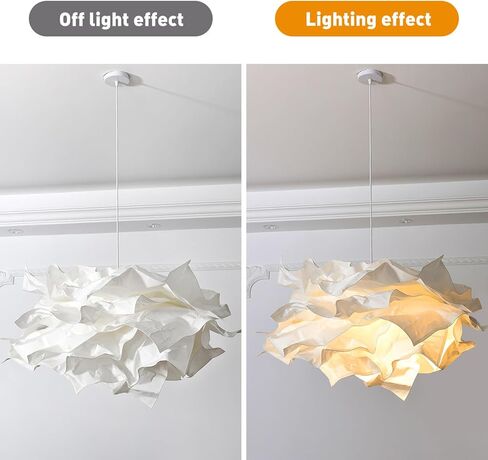 غطاء مصباح معلق من Baluue للسقف، غطاء مصباح ألغاز DIY - مصباح أرضي بتصميم سحابة رقيق، أغطية إضاءة ورقية، غطاء مصباح ورقي معلق للضوء (16.51 بوصة عرض × 16.51 بوصة ارتفاع) in Kuwait