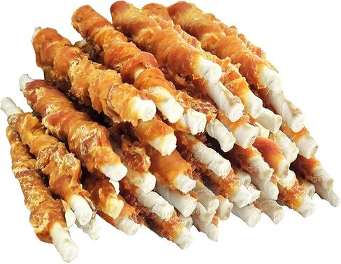MON2SUN Dog Treats, Rawhide Twist Chicken Hide Sticks, Suitable for Puppy and Small Dogs, 5 Inch (Chicken, Pack of 40) in Kuwait