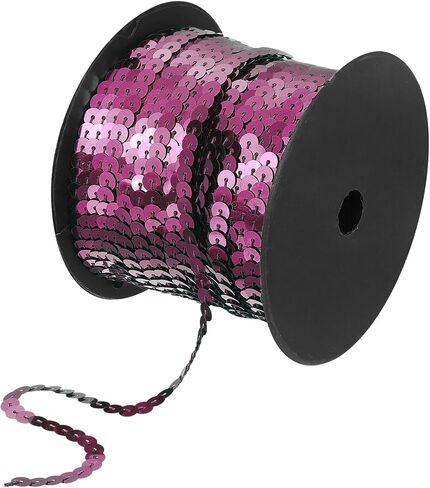 uxcell 6mm 98Yds Flat Sequins Strip, Spangle Paillette String Spool Roll Sewing String Ribbon for Fringe Sewing DIY Projects, Orange in Kuwait