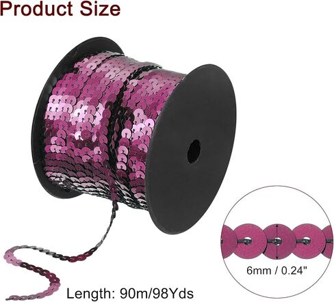 uxcell 6mm 98Yds Flat Sequins Strip, Spangle Paillette String Spool Roll Sewing String Ribbon for Fringe Sewing DIY Projects, Orange in Kuwait