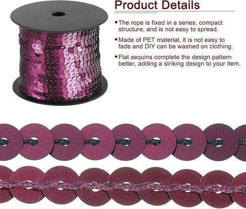 uxcell 6mm 98Yds Flat Sequins Strip, Spangle Paillette String Spool Roll Sewing String Ribbon for Fringe Sewing DIY Projects, Orange in Kuwait