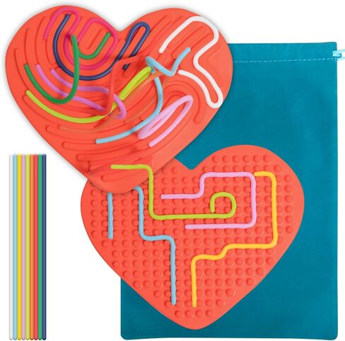 Heart Shaped Sensory Activity Board for Kids 3+, Silicone Sensory Activity Board for Stress Anxiety Autistic ADHD (Pink) in Saudi Arabia