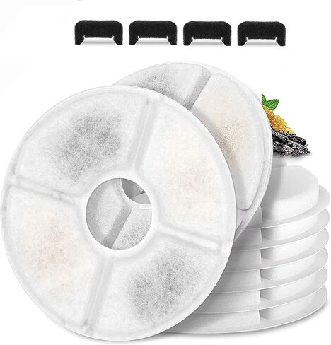 Cat/Pet Water Fountain Filters, 12 Pieces Set Pack of 8 Replacement Filter Fit for 81oz/2.4L, 3 Filtration System with 4 Pre-Filter Sponges in Kuwait