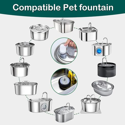 Cat Water Fountain Filters,16 Pack Cat Fountain Replacement Filters for Stainless Steel 67oz/2L Adjustable Water Flow Pet Water Fountain,Dog Water Fountain (8+8 Pack) in Saudi Arabia