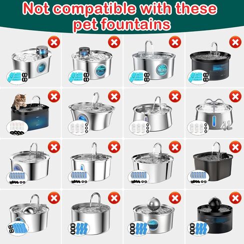 Cat Water Fountain Filters,16 Pack Cat Fountain Replacement Filters for Stainless Steel 67oz/2L Adjustable Water Flow Pet Water Fountain,Dog Water Fountain (8+8 Pack) in Saudi Arabia