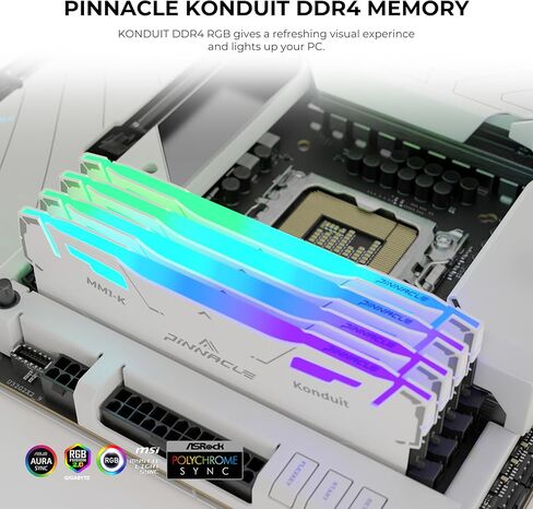 تايم تيك بيناكل كوندوي RGB 32GB KIT(2x16GB) DDR4 3200MHz PC4-25600 CL16-18-18-38 XMP2.0 كسر سرعة المعالج 1.35 فولت ثنائي التصنيف متوافق مع AMD وانتل وحدة ذاكرة كمبيوتر العاب الكمبيوتر المكتبي - ابيض in Kuwait