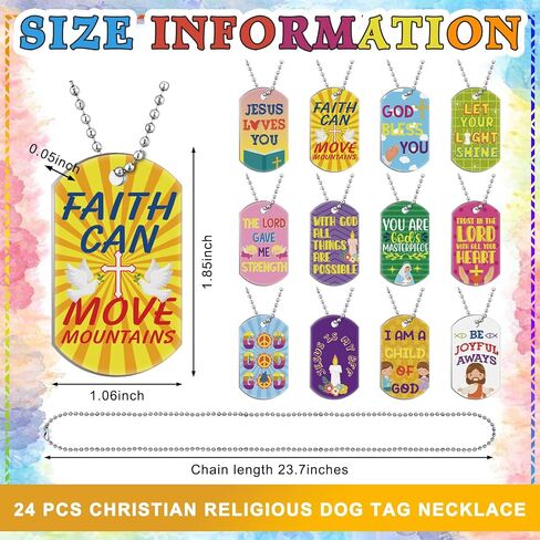 Aliceset 24 Pcs Bible Verses Religious Christian Dog Tag Necklace Religious Party Favors Inspirational Motivational Christian Necklace for Sunday School Prizes Gift in Saudi Arabia