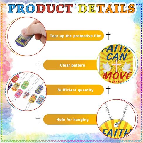 Aliceset 24 Pcs Bible Verses Religious Christian Dog Tag Necklace Religious Party Favors Inspirational Motivational Christian Necklace for Sunday School Prizes Gift in Saudi Arabia