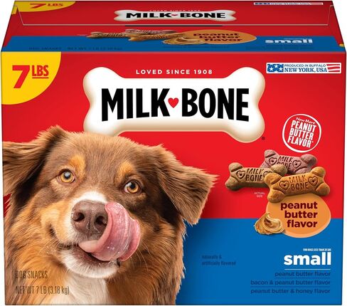 Milk-Bone Peanut Butter Flavored Dog Biscuits, Crunchy Small Dog Treats, 7 Pound Box in Saudi Arabia