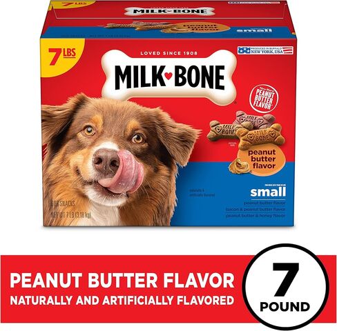 Milk-Bone Peanut Butter Flavored Dog Biscuits, Crunchy Small Dog Treats, 7 Pound Box in Saudi Arabia
