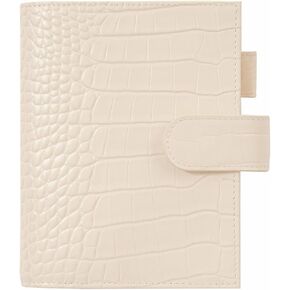 Moterm Leather Cover for A6 Notebooks - Fits Hobonichi, Stalogy and Midori MD Planners, with Pen Loop, Card Slots and Back Pocket (Pebbled-Latte, A6+)