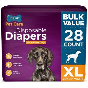Inspire Pet Care Dog Diapers Female Dogs | Bulk Value Doggie Incontinence, Accidents, for Heat, Pee or Period and Housebreaking (X-Small (50 Count))